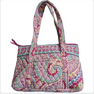 Vera Bradley Capri Melon Small Shoulder Bag Pink Paisley Quilted Tote Vintage
